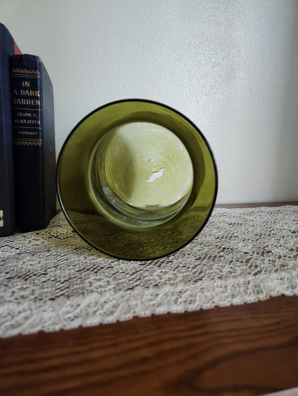Avacado Green Vintage Glass Vase